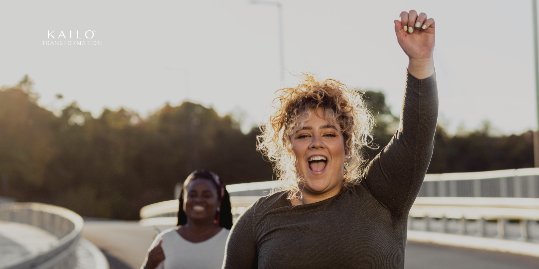 Happy women doing fitness exercise